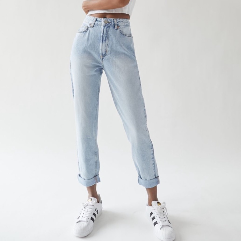 BDG high waisted mom jean bleached light wash